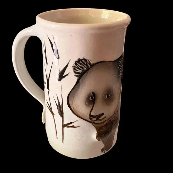 Other - Studio Pottery Hand Thrown Mug with Panda and Bamboo Shoots